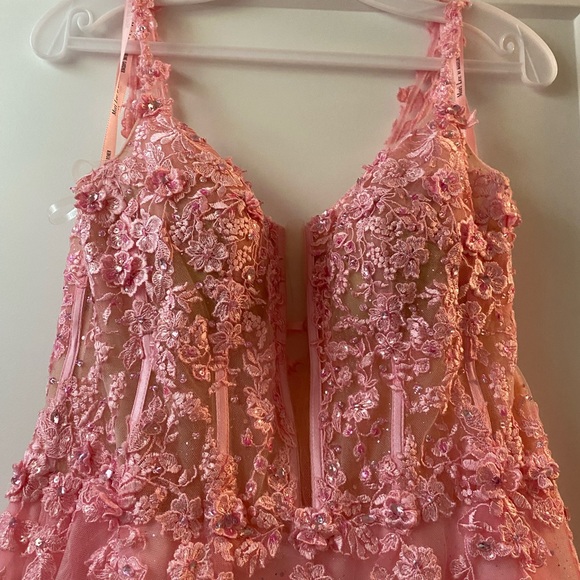 Gorgeous Pink MoriLee Corset Prom Dress - Picture 10 of 14